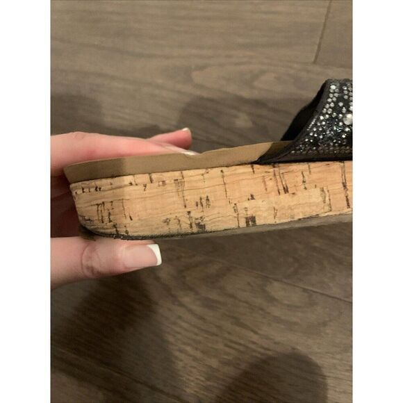 Yellowbox Comfort Cushion Black Brown Silver Crystal Flip Flips Sandals 7.5 - Picture 4 of 5